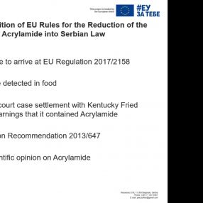 Transposition of the legislation on the reduction of acrylamide in food 